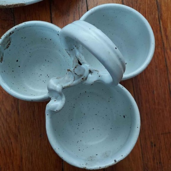 Chip and Dip plate and triple dip condiment salsa queso bowl - pottery -… - Picture 6 of 8